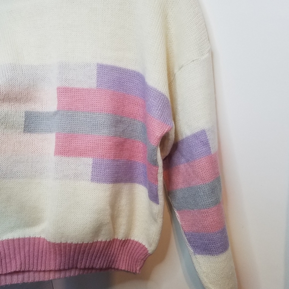 The Import Workshop Pastel Geometric Pattern Made in Italy Sweater Medium Vtg. - Picture 4 of 6